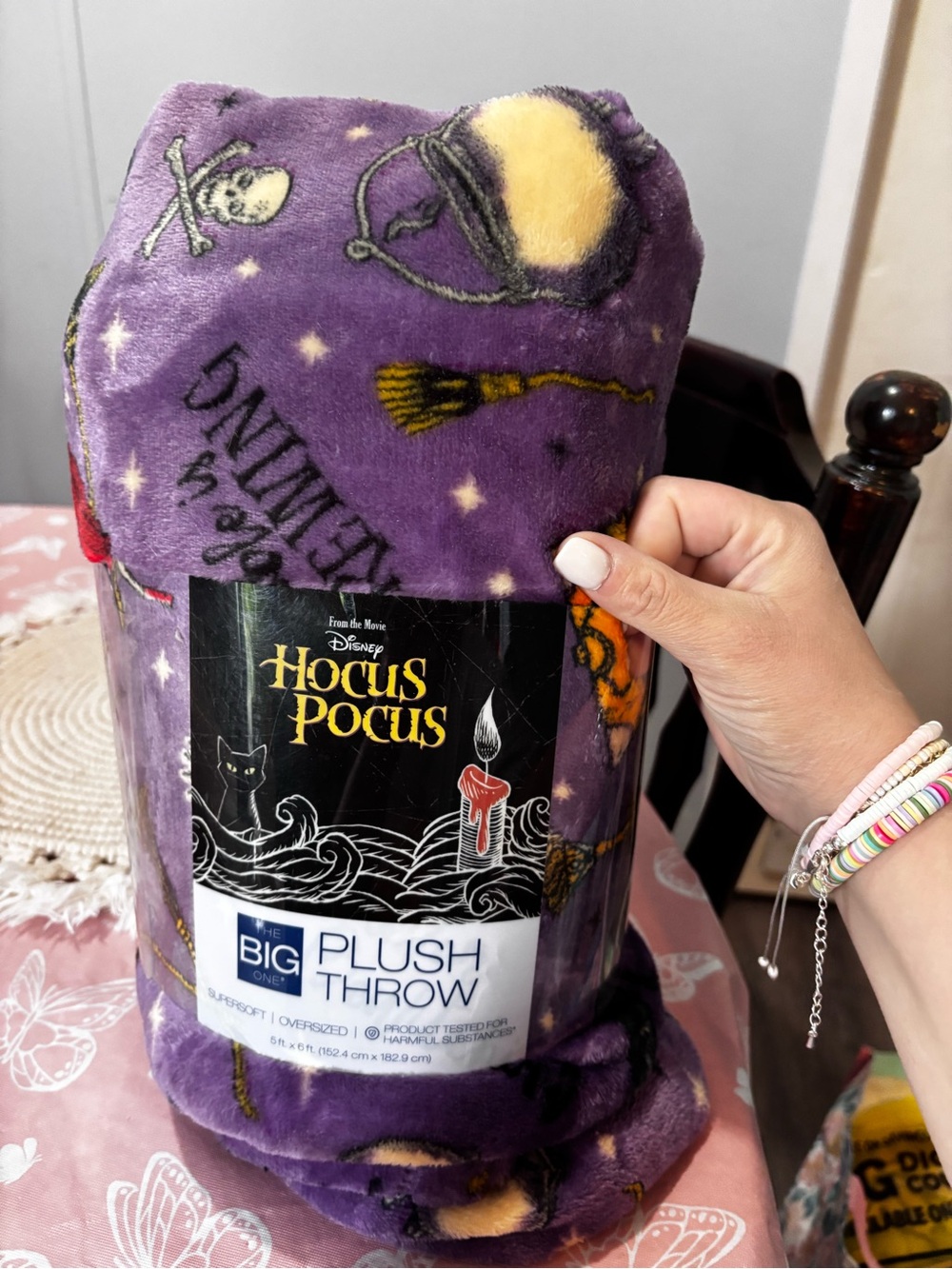 The Big One Hocus Pocus Plush Throw - Purple with Yellow & Black Accents